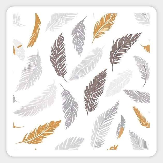 gray, gold, orange and white feathers Sticker by UmagineArts